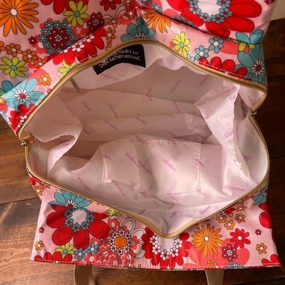 LeSportSac x Tokidoki Colorful Floral Tote Bag Purse Top Handle Weekender RARE - Picture 7 of 14